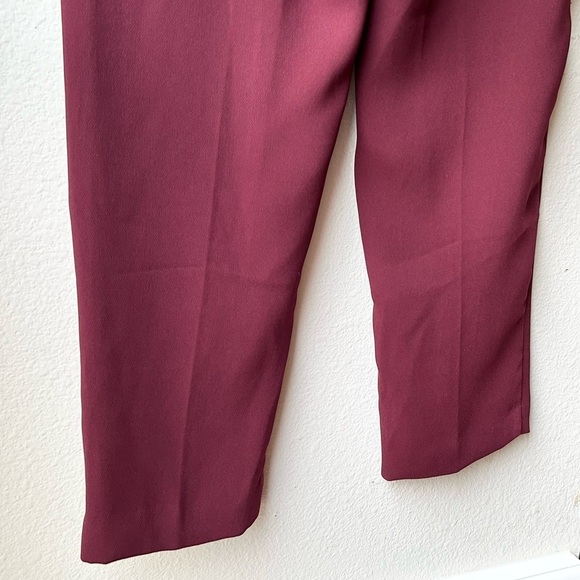 Anthropologie Sasha Button Fly Tapered High Rise Trousers Pants Wine Red Sz 8 - Picture 12 of 15